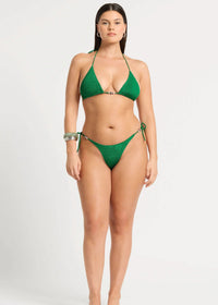 Beaded Side Tie Vista Brief in Emerald Shimmer