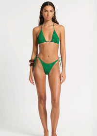 Beaded Side Tie Vista Brief in Emerald Shimmer