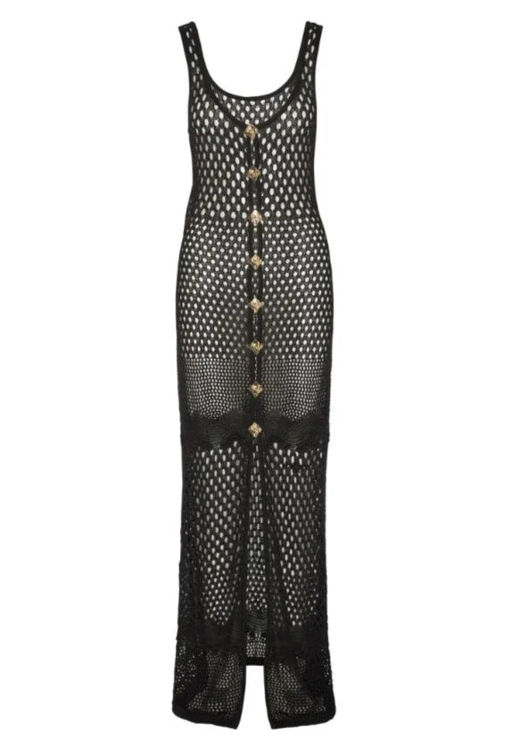 Black Maxi Crochet knit Dress Seychelles OutDazl Black Maxi Crochet knit Dress Seychelles OutDazl