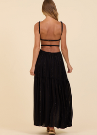 Surf Gypsy | Black Lurex Stripe Maxi Dress OutDazl Surf Gypsy | Black Lurex Stripe Maxi Dress OutDazl