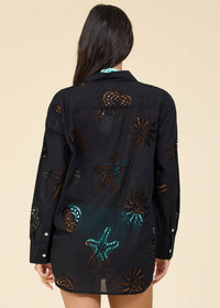 Ocean Eyelet Button Down in Black-Surf Gypsy-OutDazl