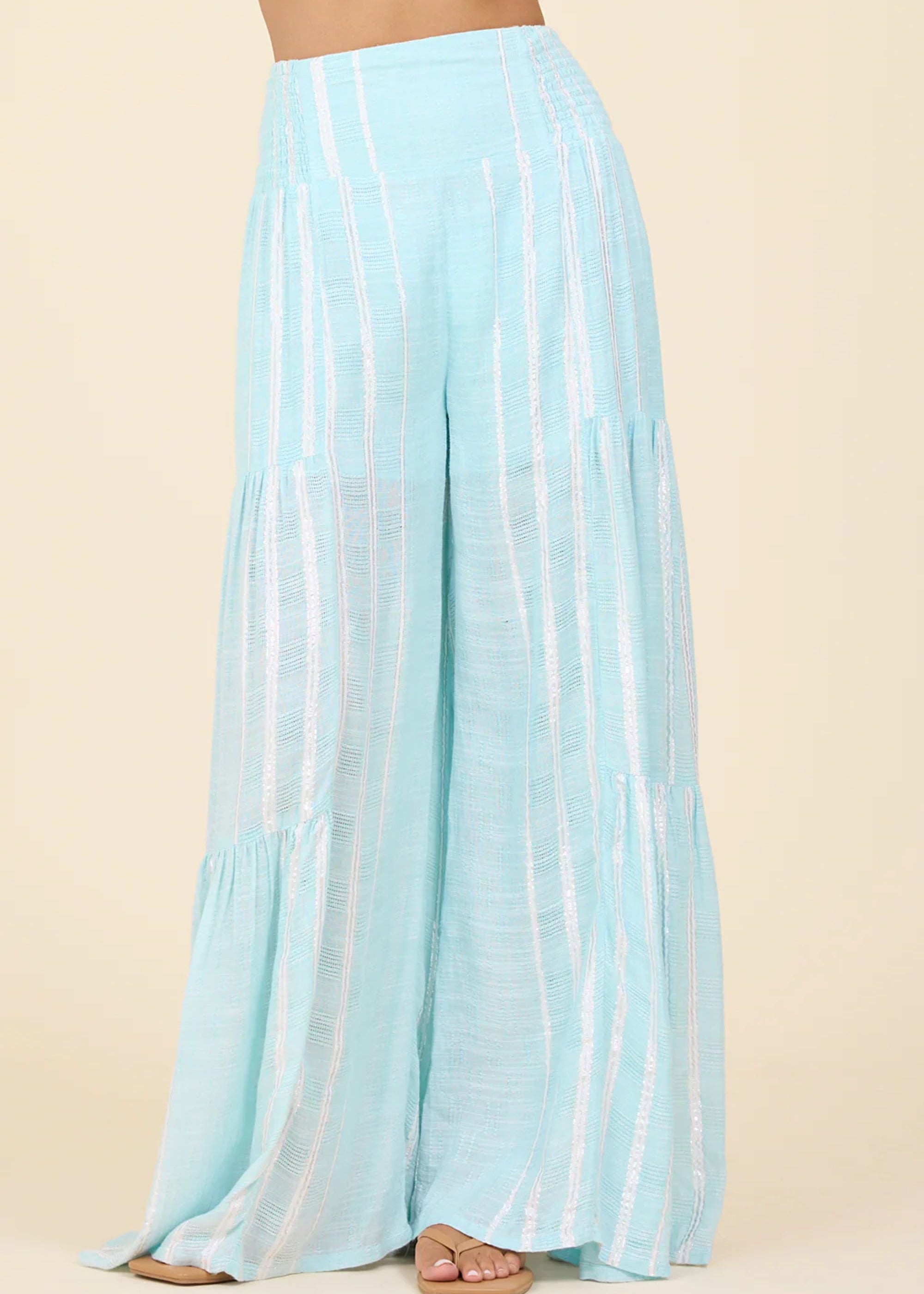 Blue Stripe Wide Leg Pant-Surf Gypsy-OutDazl