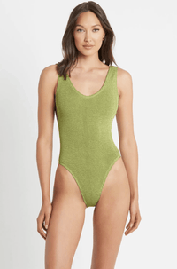 Bond Eye - Mara One Piece Swimsuit in Citron Shimmer - OutDazl
