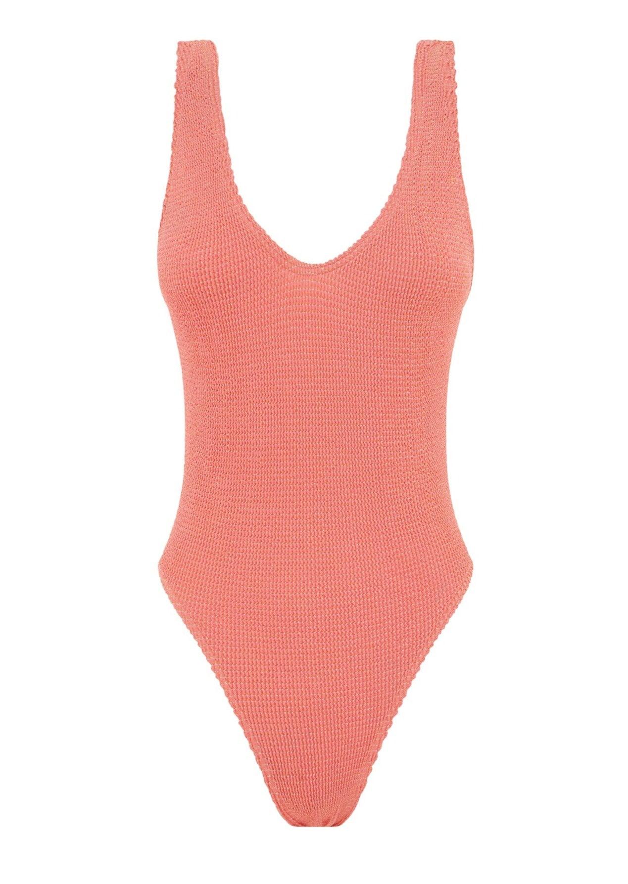 Bond Eye | The Mara one piece in Coral Lurex – OutDazl