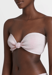 Bond Eye - Sahara Bandeau Bikini Top in White and Neon Pink - OutDazl