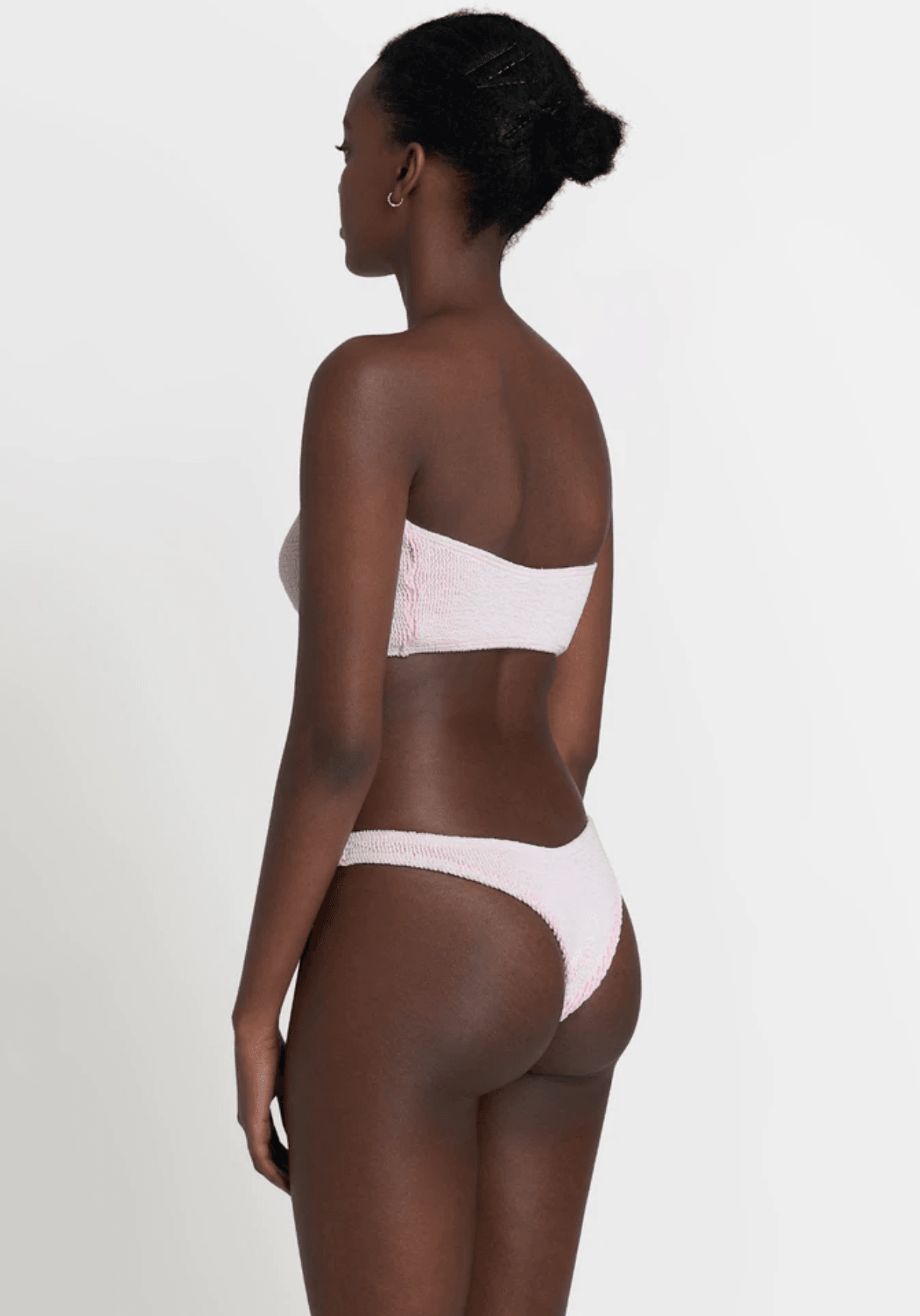 Bond Eye - Sahara Bandeau Bikini Top in White and Neon Pink - OutDazl