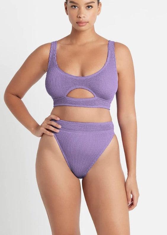 Savannah Bond Purple Lace Bra & Crotchless Panties Set – FANS UTOPIA