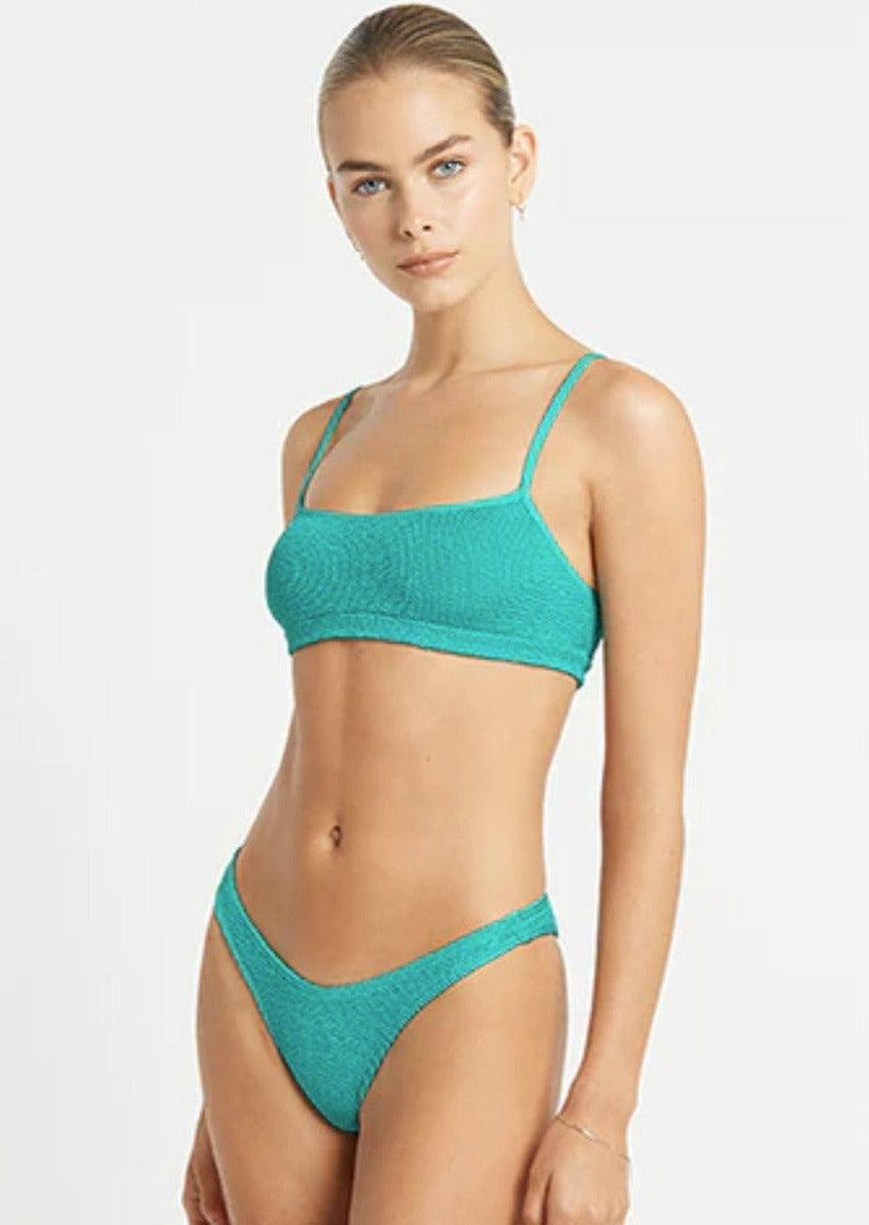 Bond Eye - Strap Saint Bikini Top in Turquoise Shimmer - OutDazl