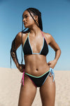 Bond Eye - Strap Sofie Triangle Bikini Top in Black Multi - OutDazl