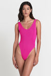 Bond Eye - The Mara One Piece Swimsuit in Bright Pink - OutDazl