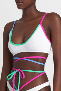 Bond Eye - Vale Crop Bikini Top in White Multi - OutDazl