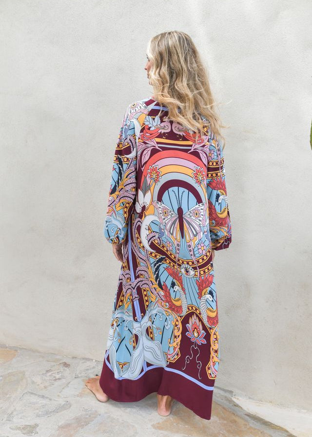 knee length dresses for ladies Wild Hearts Print Bree Maxi Dress – OutDazl
