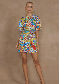 Brizzie Mini Dress in Phaedra Print