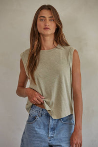 Knit Garment Dyed Polyester Cotton Sleeveless Top-By Together-OutDazl