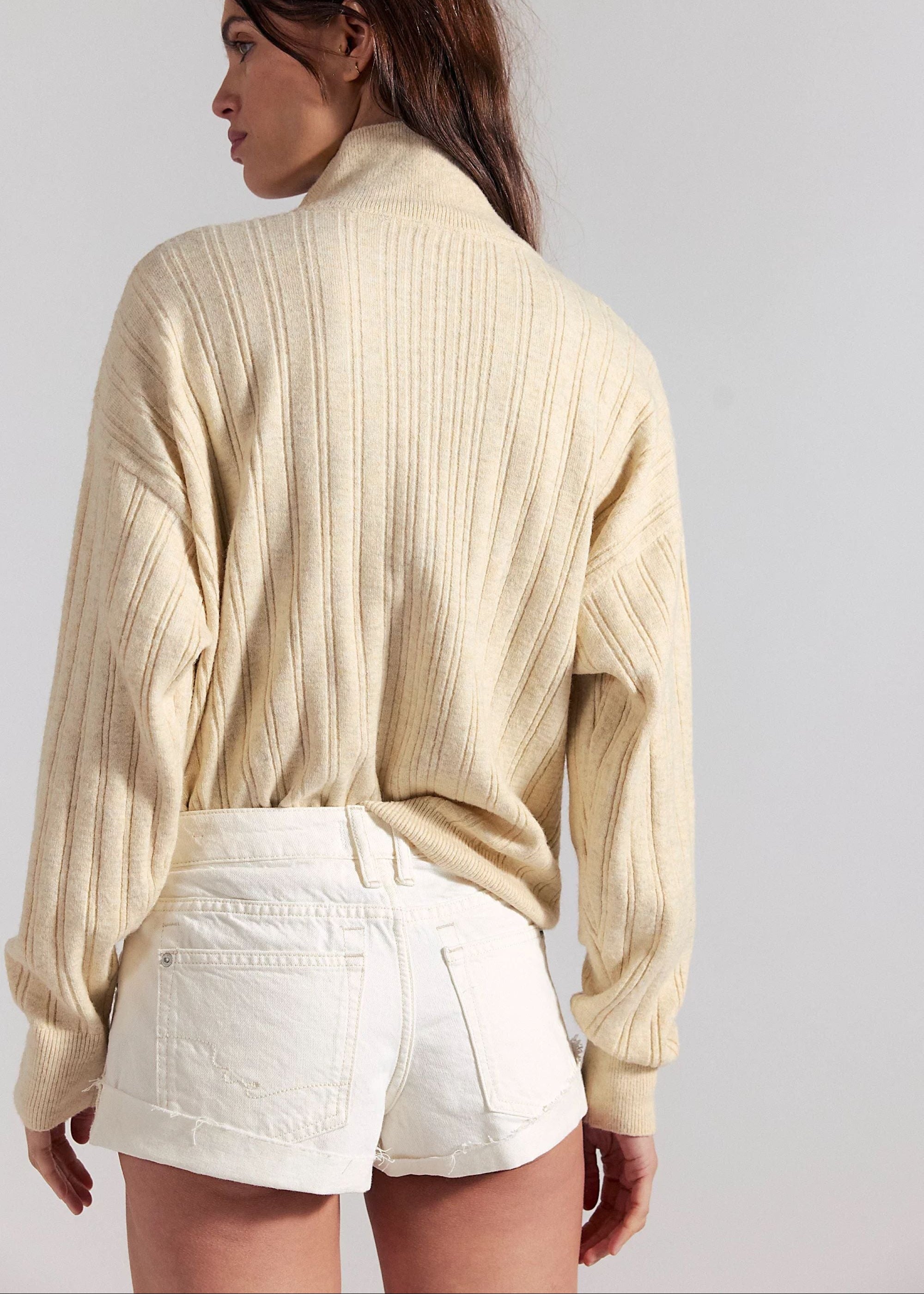 Cali Cuffed Denim Shorts in Soft White-Free People-OutDazl