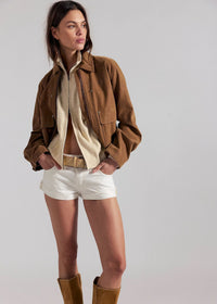 Cali Cuffed Denim Shorts in Soft White-Free People-OutDazl