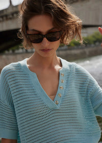 Callie Knit Top in Porceline Blue