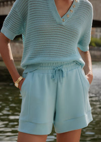 Callie Knit Top in Porceline Blue