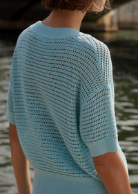 Callie Knit Top in Porceline Blue