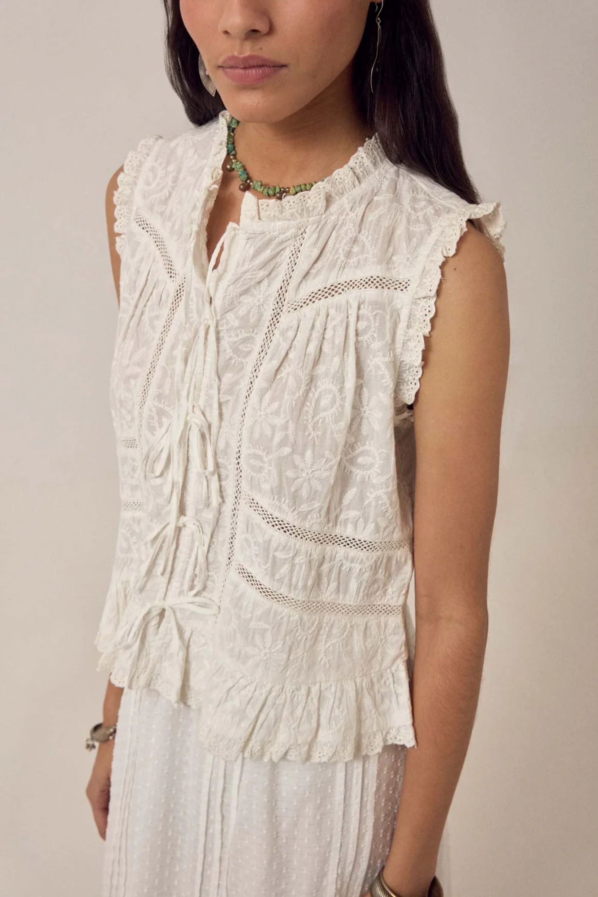 White Embroidered Camila Top-Maison Hotel-OutDazl