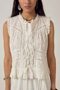 White Embroidered Camila Top-Maison Hotel-OutDazl