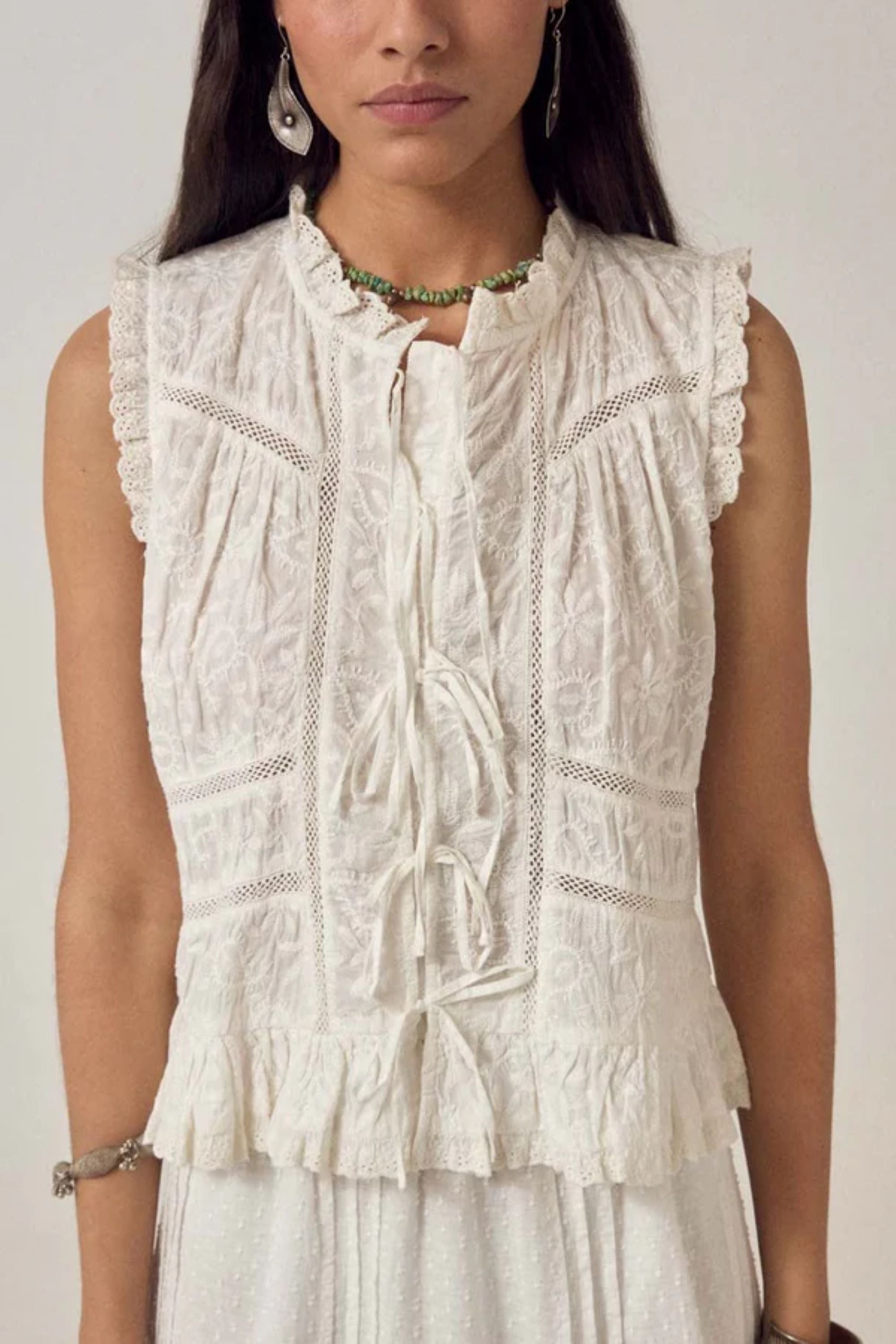 White Embroidered Camila Top-Maison Hotel-OutDazl