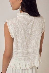 White Embroidered Camila Top-Maison Hotel-OutDazl