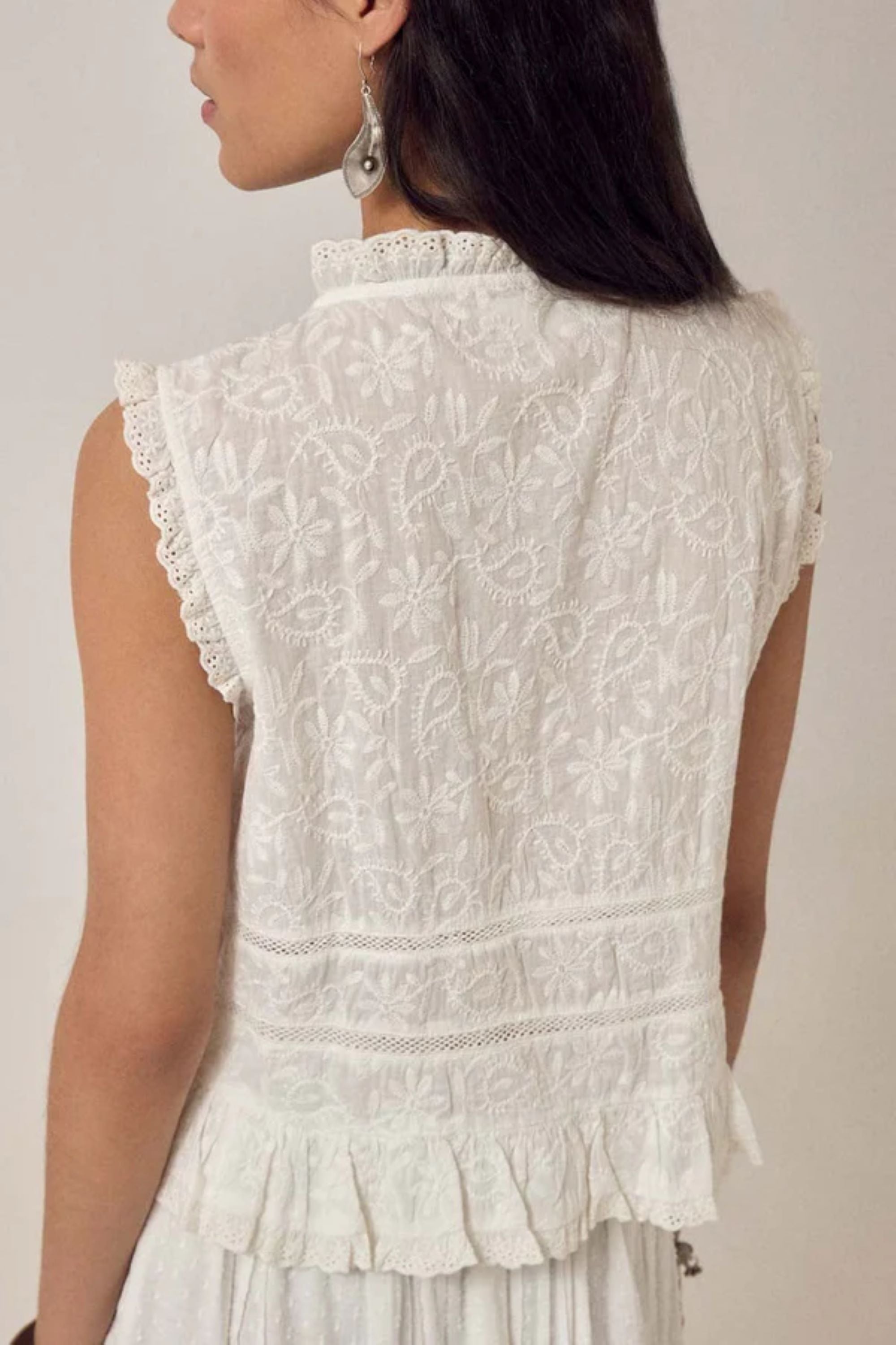 White Embroidered Camila Top-Maison Hotel-OutDazl