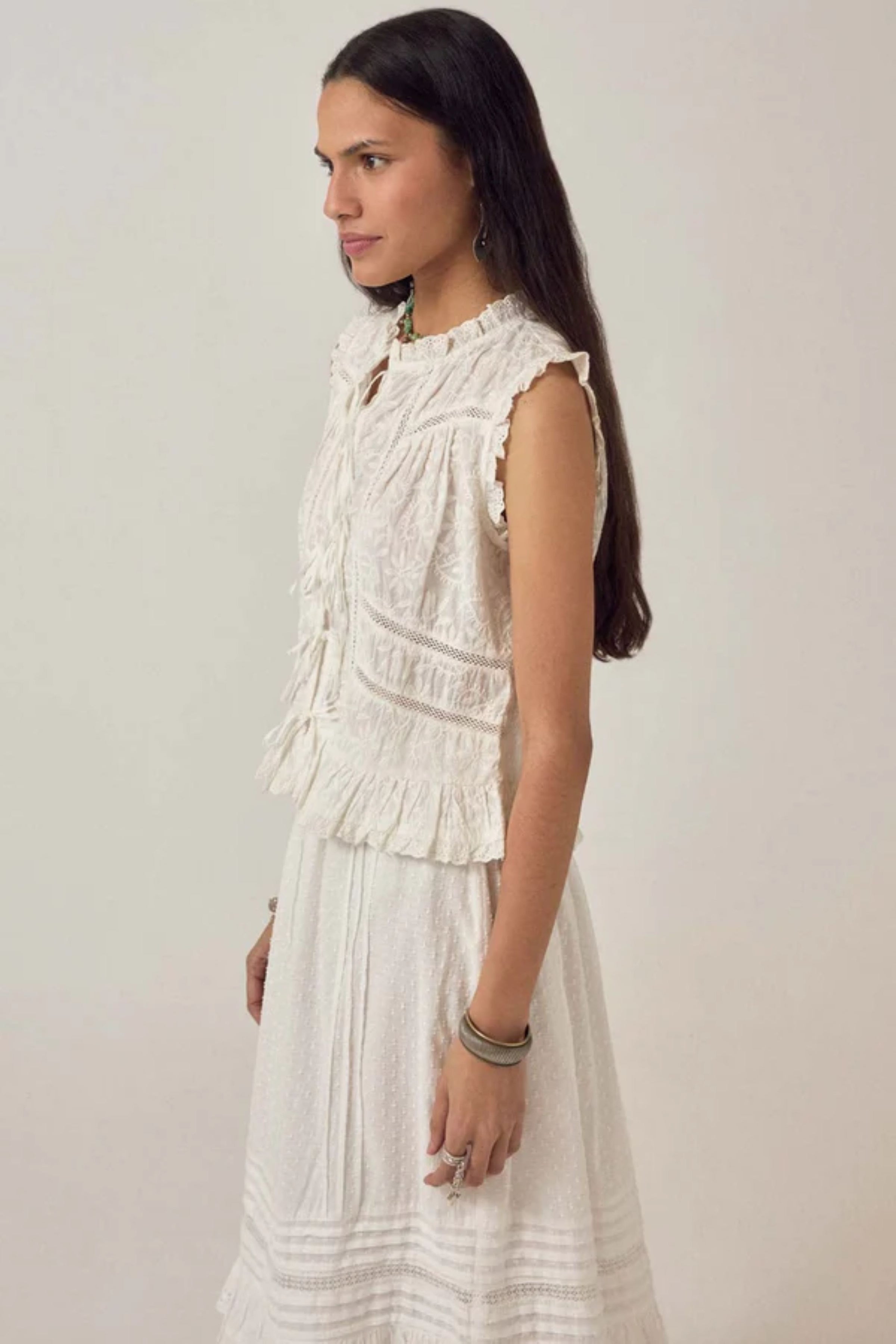 White Embroidered Camila Top-Maison Hotel-OutDazl