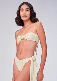 Capittana - Estefania Bandeau Bikini Set in Gold Lurex - OutDazl