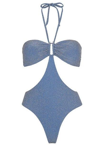 Capittana - Pierina Cutout Swimsuit in Blue Lurex - OutDazl