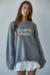 Knit Sweater "Forevermore" Hand-Embroidered Letters