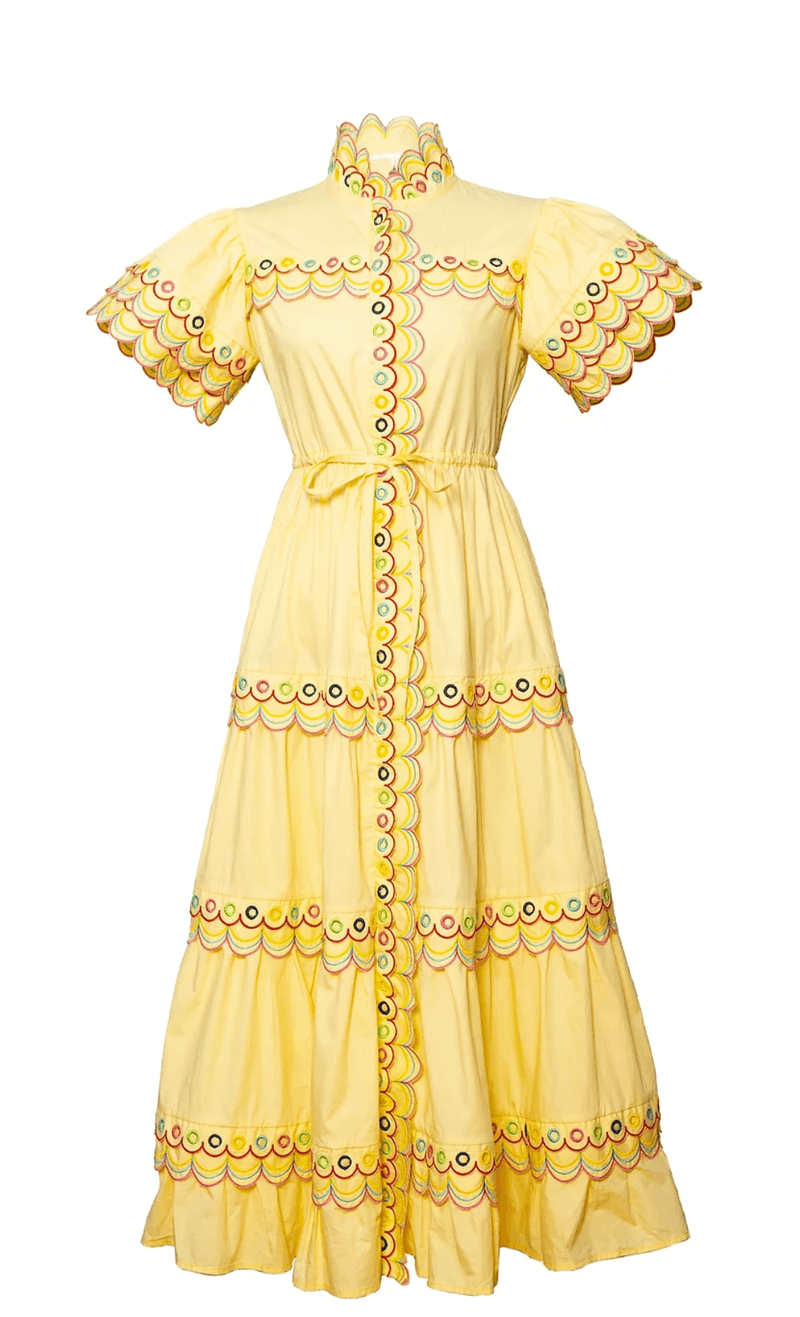 CeliaB - Alvis Scalloped Detail Dress in Yellow - OutDazl