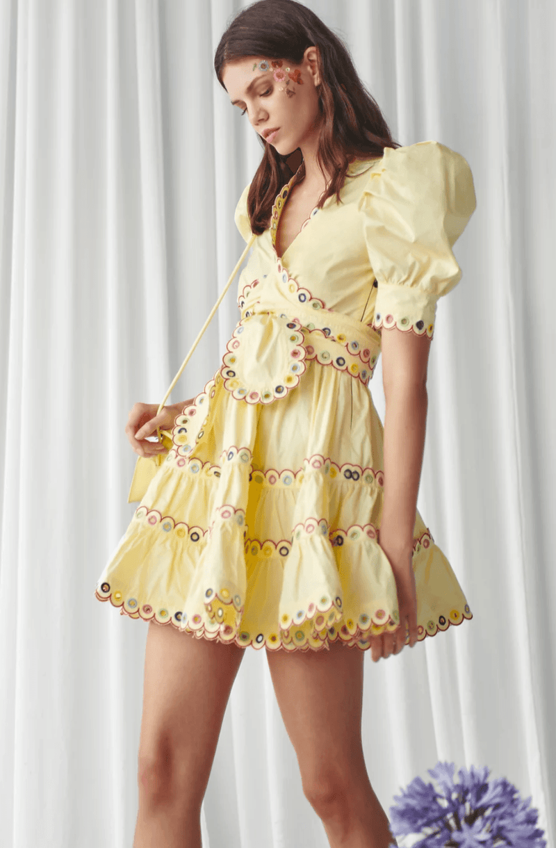 CeliaB - Einar Scalloped Detail Dress in Yellow - OutDazl