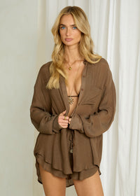 Lightweight Shirt and Shorts Set in Smoky Taupe