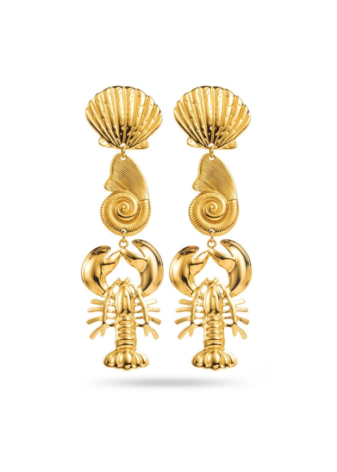 Lobster and Shell Drop Earrings-OutDazl-OutDazl