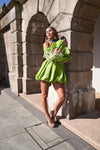 Diamond For Eden - Leonie Mini Puff Dress in Green - OutDazl