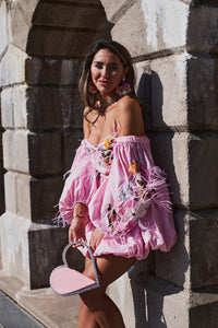 Diamond For Eden - Leonie Mini Puff Dress in Pink - OutDazl