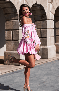 Diamond For Eden - Leonie Mini Puff Dress in Pink - OutDazl