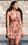 Diamond For Eden - Luxury Halter Neck Mini Dress Tinos in Pink Print - OutDazl