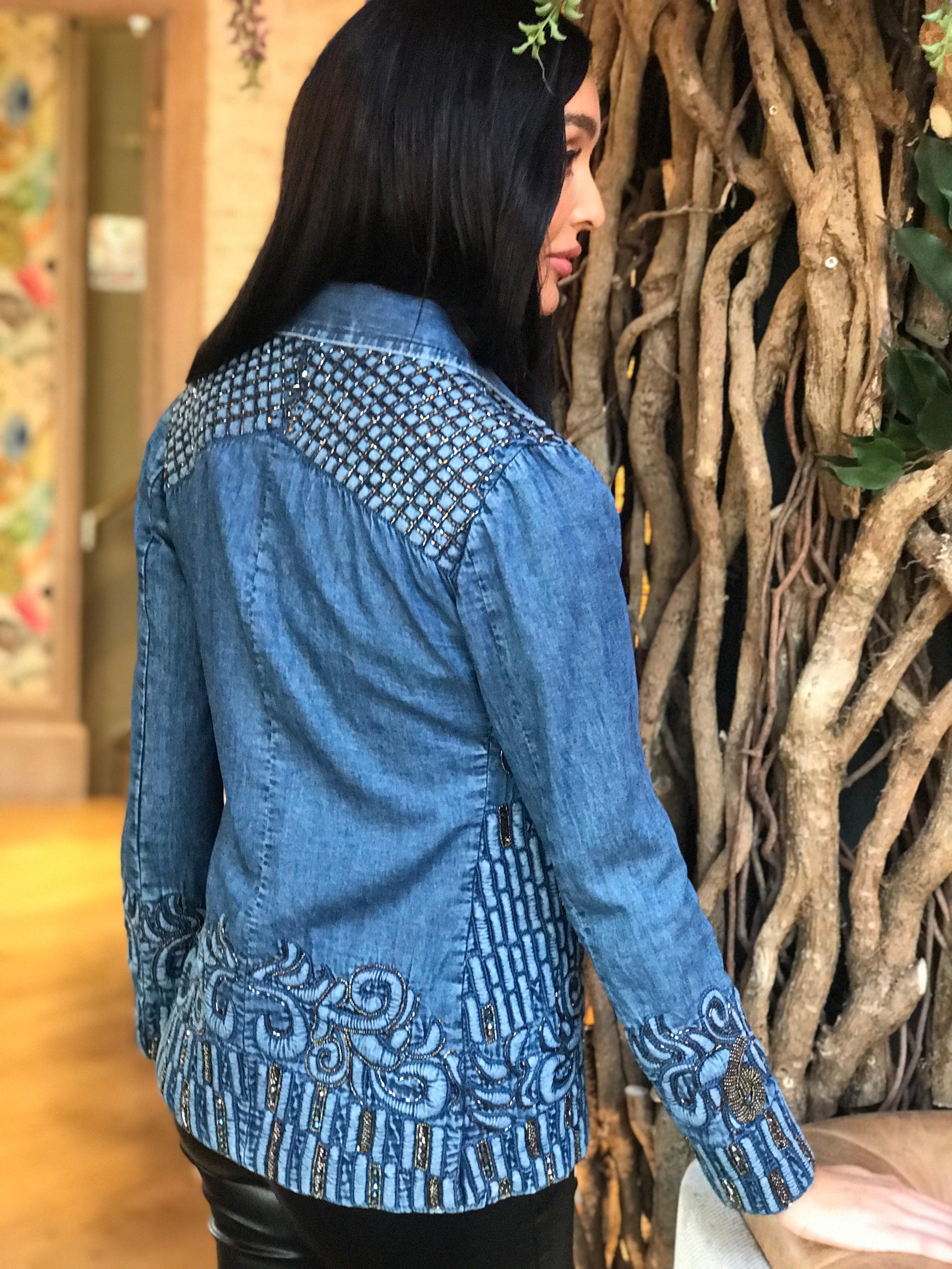 Denim jacket with on sale diamonds