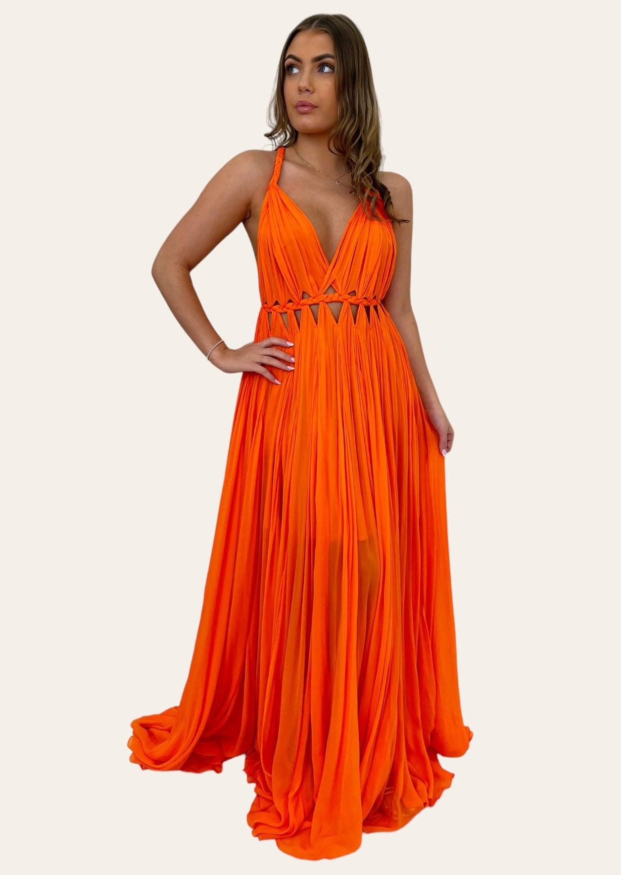 Diamond For Eden - Pleated Grecian Maxi Gown - OutDazl