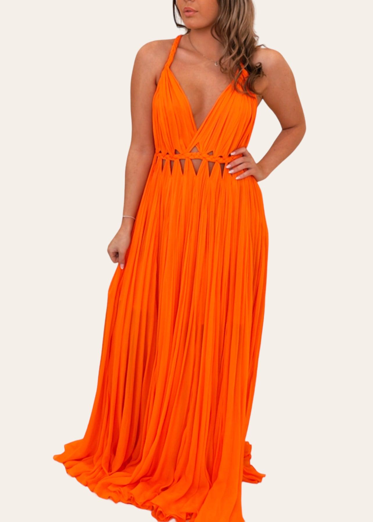 Pleated Grecian Maxi Gown OutDazl Pleated Grecian Maxi Gown OutDazl