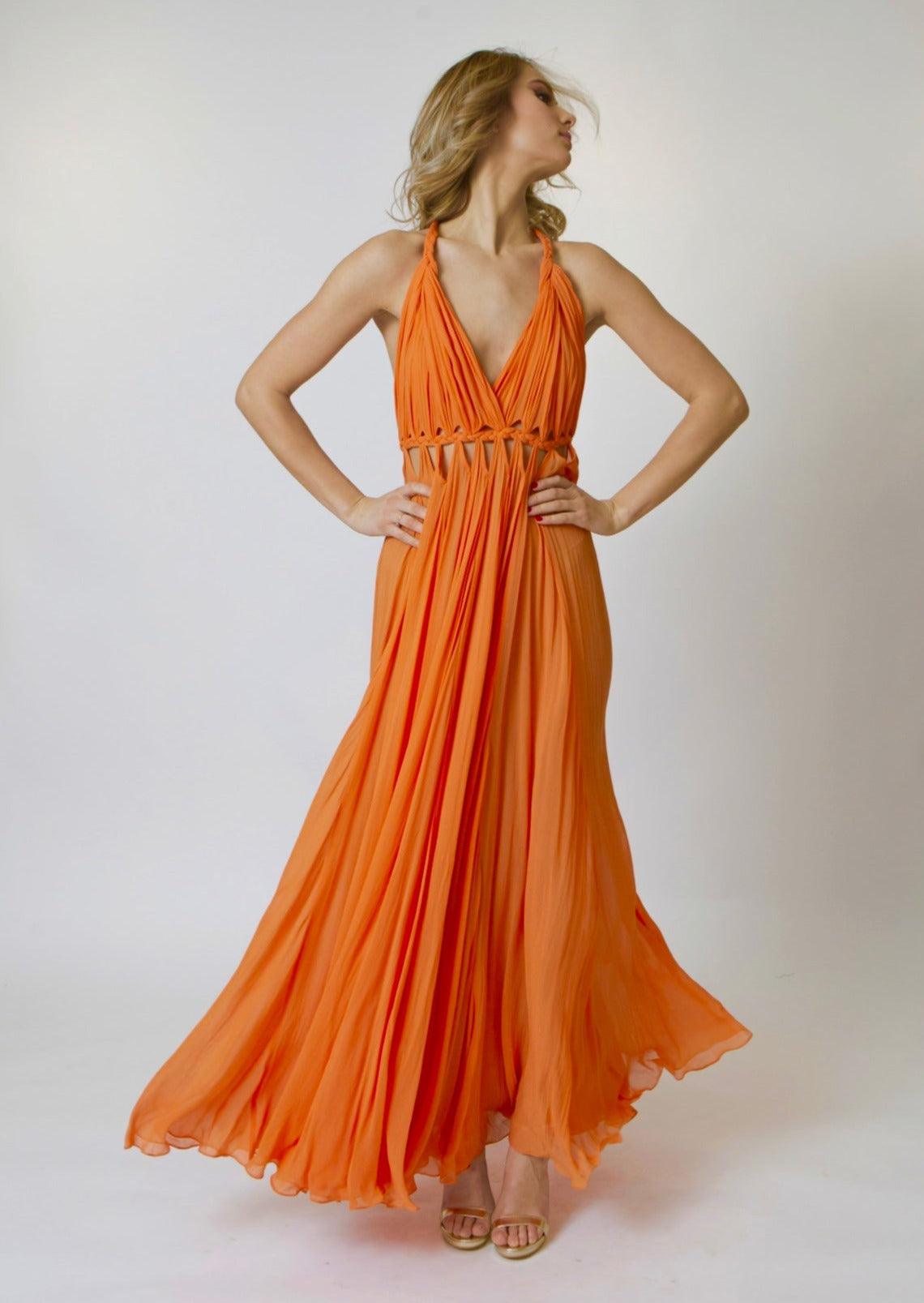 Pleated Grecian Maxi Gown OutDazl