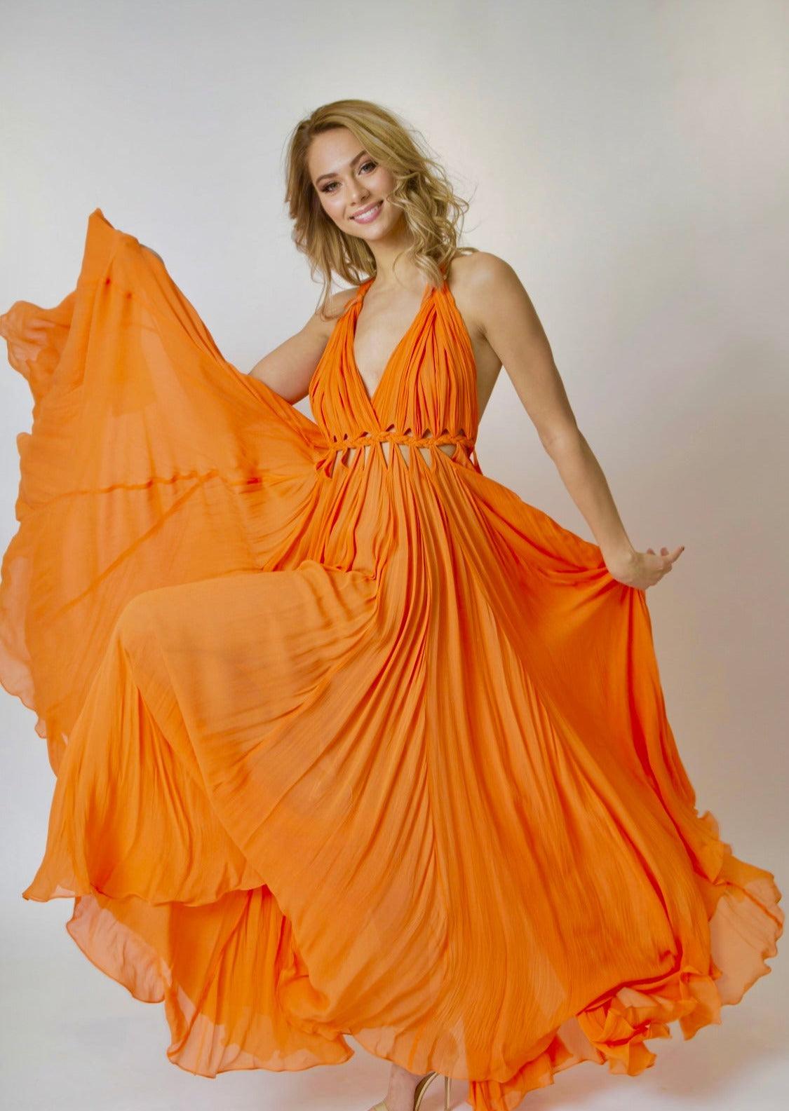 Pleated Grecian Maxi Gown OutDazl Pleated Grecian Maxi Gown OutDazl