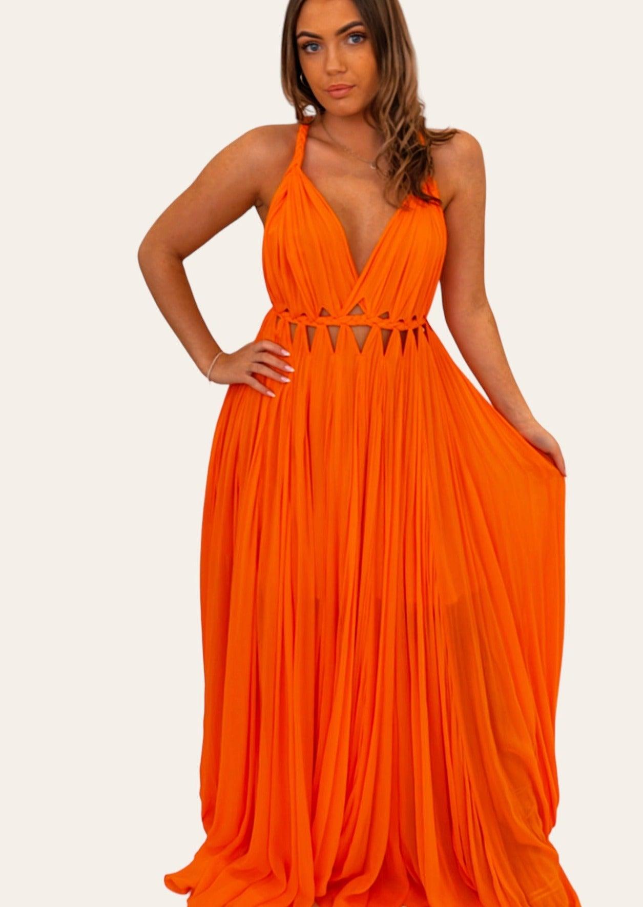 Diamond For Eden - Pleated Grecian Maxi Gown - OutDazl