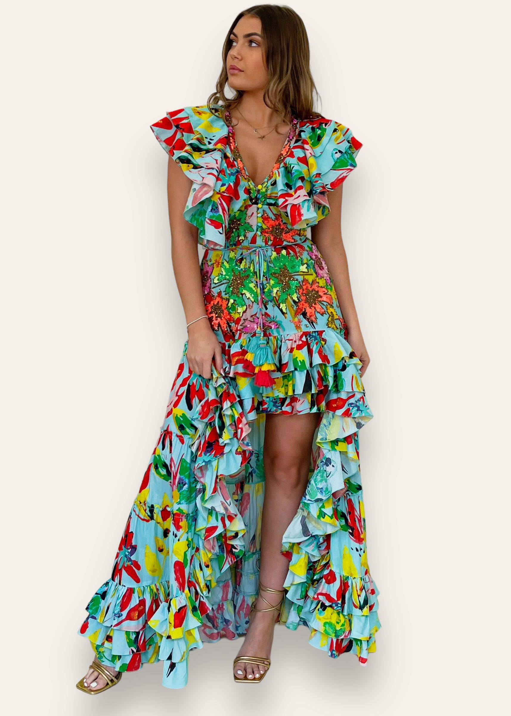 Diamond For Eden - Sao Paolo Print Cutout Maxi Dress Penelope - OutDazl