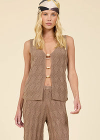 Diamond Knit Tank With Stone Trims-Surf Gypsy-OutDazl
