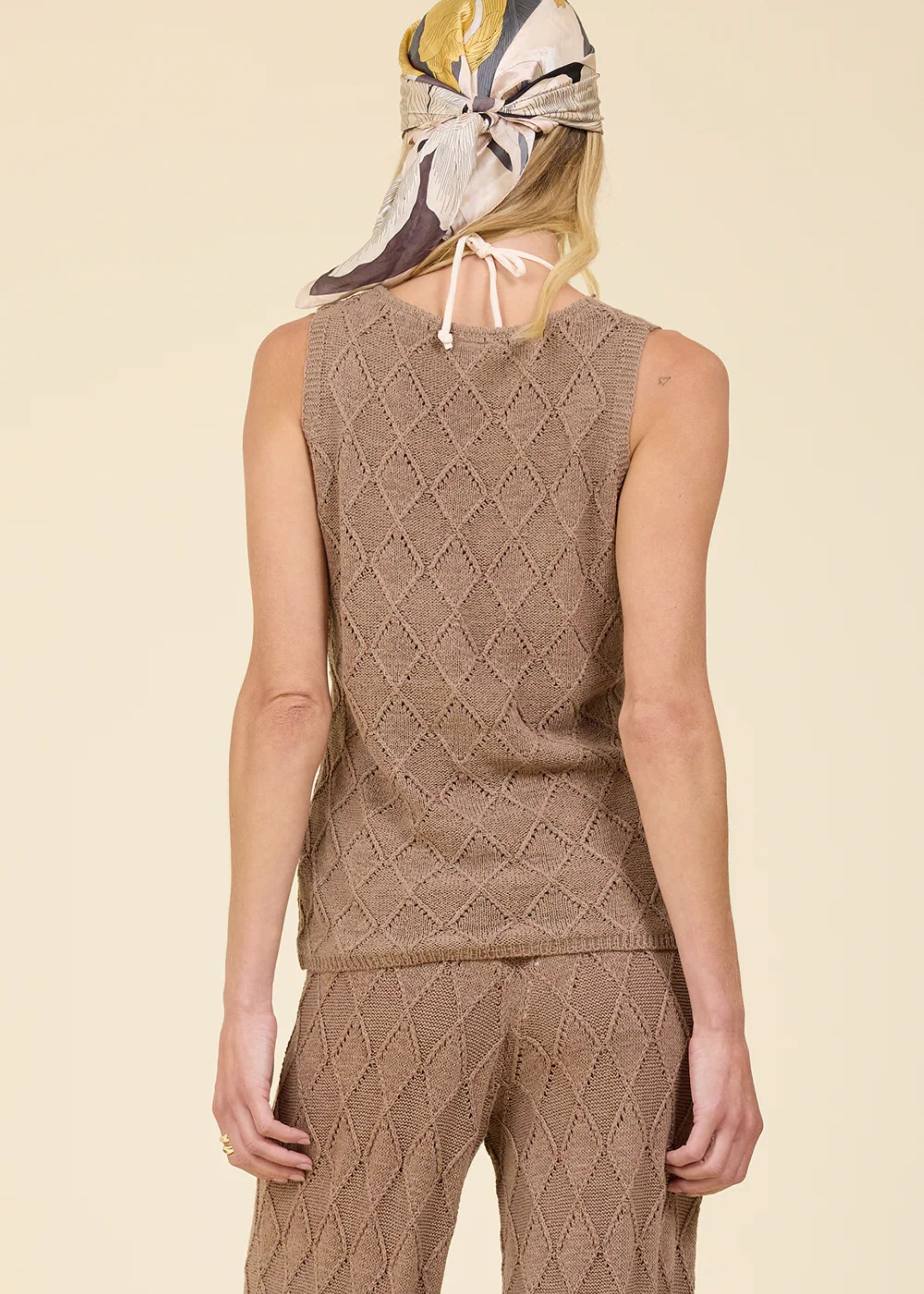 Diamond Knit Tank With Stone Trims-Surf Gypsy-OutDazl