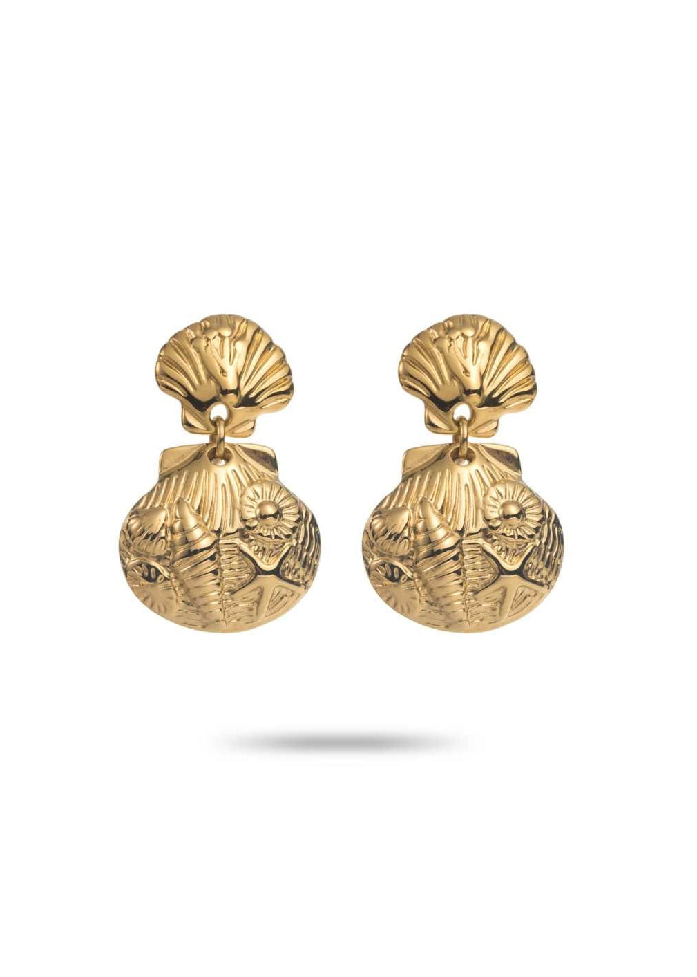 Double Shell Drop Earrings-OutDazl-OutDazl